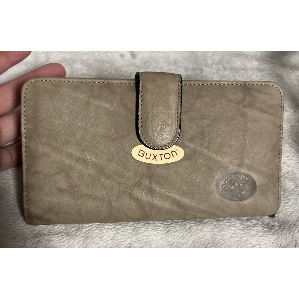 Buxton Putty Marble Genuine Leather Wallet/Checkbook New Money Organizer